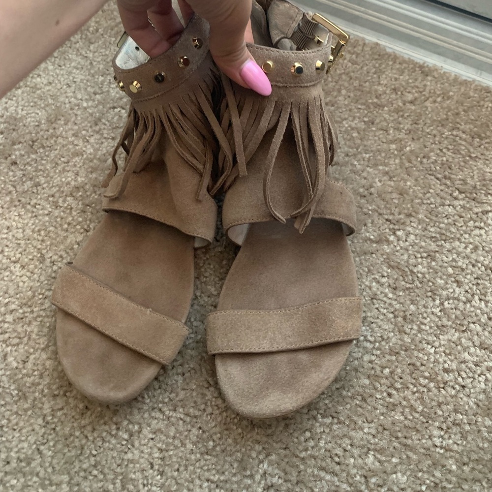 Tan suede sandals